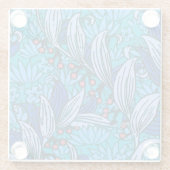Blue Floral Antique Boho Moderne Glasuntersetzer (Rückseite)