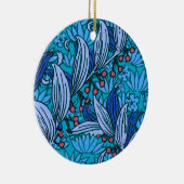 Blue Floral Antique Boho Moderne Keramikornament (Rechts)
