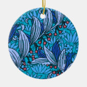 Blue Floral Antique Boho Moderne Keramikornament (Vorne)