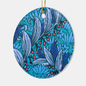 Blue Floral Antique Boho Moderne Keramikornament (Links)