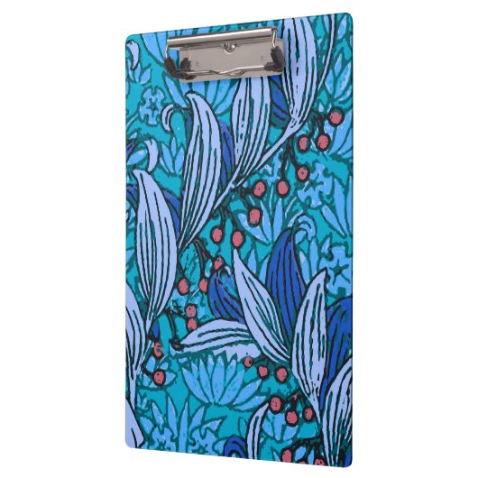 Blue Floral Antique Boho Moderne Klemmbrett (Links)