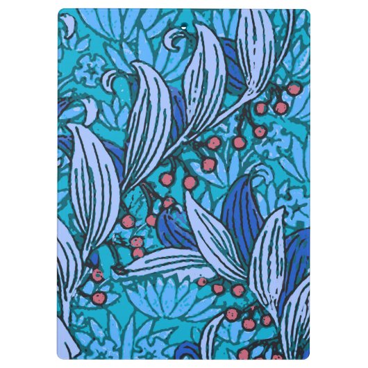 Blue Floral Antique Boho Moderne Klemmbrett (Rückseite)