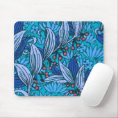 Blue Floral Antique Boho Moderne Mousepad (Mit Mouse)