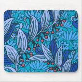 Blue Floral Antique Boho Moderne Mousepad (Vorne)