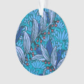 Blue Floral Antique Boho Moderne Ornament (Vorderseite)