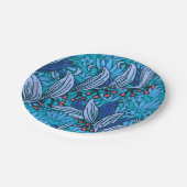 Blue Floral Antique Boho Moderne Pappteller (Schrägansicht)