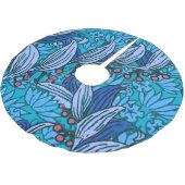 Blue Floral Antique Boho Moderne Polyester Weihnachtsbaumdecke (Schrägansicht)