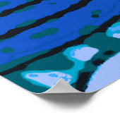 Blue Floral Antique Boho Moderne Poster (Ecke)