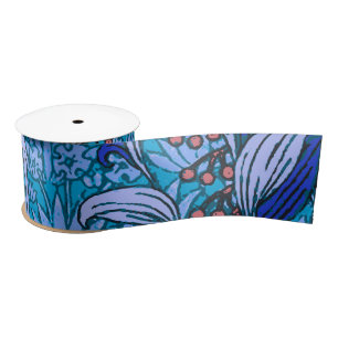 Blue Floral Antique Boho Moderne Satinband