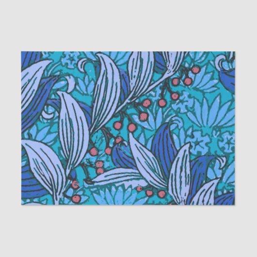 Blue Floral Antique Boho Moderne Seidenpapier (Vorderseite)