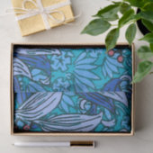 Blue Floral Antique Boho Moderne Seidenpapier (Geschenk)