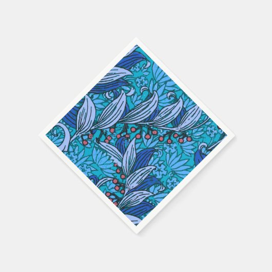 Blue Floral Antique Boho Moderne Serviette (Ecke)