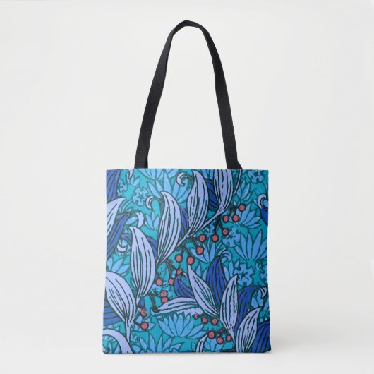Blue Floral Antique Boho Moderne Tasche (Vorderseite)