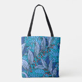 Blue Floral Antique Boho Moderne Tasche (Rückseite)