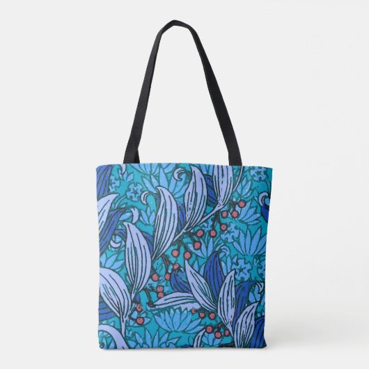 Blue Floral Antique Boho Moderne Tasche (Rückseite)