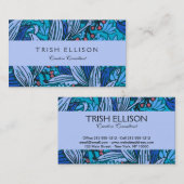 Blue Floral Antique Boho Moderne Visitenkarte (Vorne/Hinten)