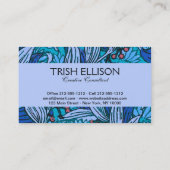 Blue Floral Antique Boho Moderne Visitenkarte (Rückseite)