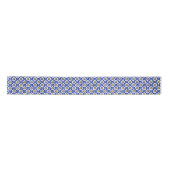 Blue Floral Arabic Pattern Satin Ribbon Satinband (Vorderseite)