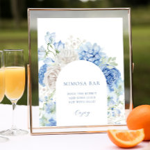 Blue Floral Arch Brautparty Mimosa Bar Sign