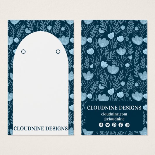 Blue Floral Arch Earring Juwelier Display Card (Vorne & Hinten)