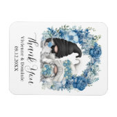 Blue Floral Arch Gnome Wedding Dankeschön Karte Magnet (Horizontal)