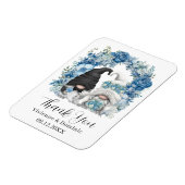 Blue Floral Arch Gnome Wedding Dankeschön Karte Magnet (Linke Seite)