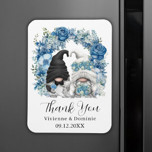 Blue Floral Arch Gnome Wedding Dankeschön Karte Magnet
