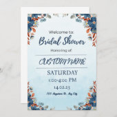 Blue Floral Arch Summer Bridal Dusche Einladung (Vorne/Hinten)