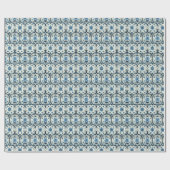 Blue Floral Art Nouveau Geschenkpapier (Flach)
