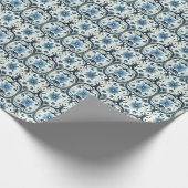 Blue Floral Art Nouveau Geschenkpapier (Ecke)