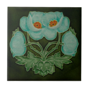 Blue Floral Art Nouveau Repro Pilkington 1910 Fliese
