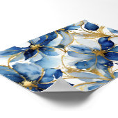 Blue Floral Art Print mit Gold Akzenten Poster (Ecke)
