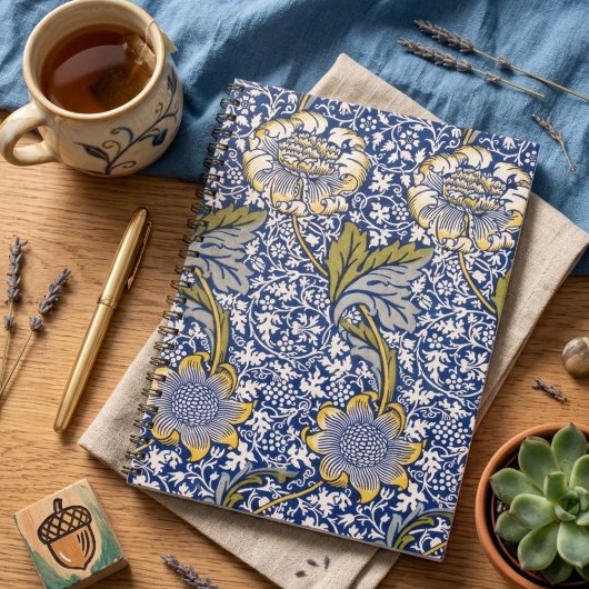 Blue Floral Artist Design William Morris Notebook Notizblock