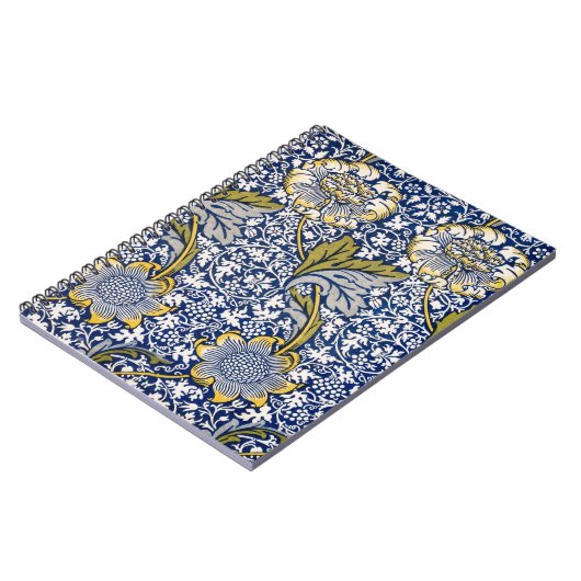 Blue Floral Artist Design William Morris Notebook Notizblock (Linke Seite)