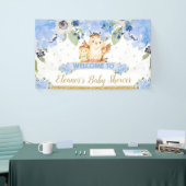 Blue Floral Baby and Mommy Owl Begrüßungsgrinsen Banner (Messeveranstaltung)