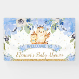 Blue Floral Baby and Mommy Owl Begrüßungsgrinsen Banner