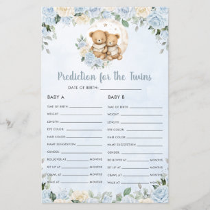 Blue Floral Baby Bears Vorhersage für Zwillingsspi