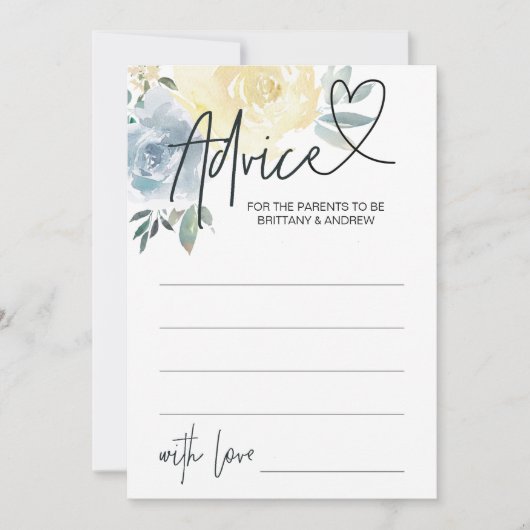 Blue Floral Baby Boy Duschberatung Game Card Einladung (Vorderseite)