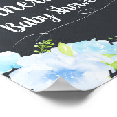 Blue Floral Baby Dusche Begrüßung Plakatdekor Poster (Ecke)