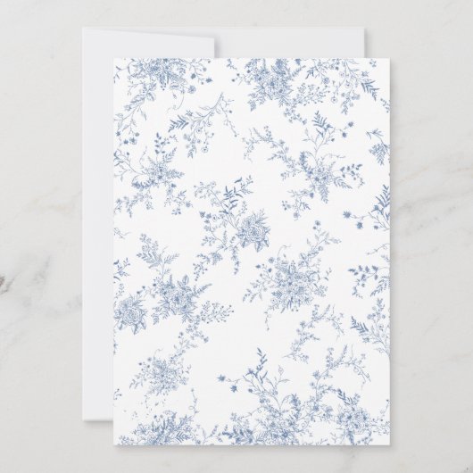 Blue Floral Baby Dusche Bingo Game Card Einladung (Rückseite)