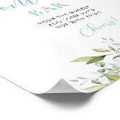 Blue Floral baby Dusche Mama-osa-Bar-Zeichen Poster (Ecke)