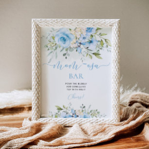 Blue Floral baby Dusche Mama-osa-Bar-Zeichen Poster