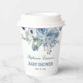 Blue Floral Baby Dusche Pappbecher (Vorderseite)