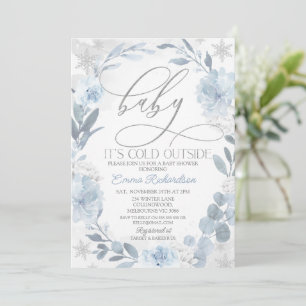 Blue Floral Baby Es ist kalt draußen Babydusche Einladung
