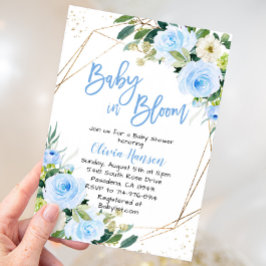 Blue Floral Baby in Bloom Baby Dusche Einladung