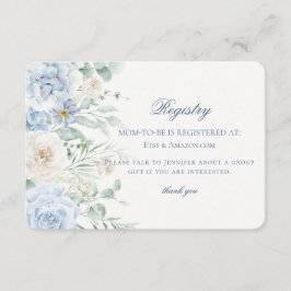 Blue Floral Baby in Bloom Hydrangea Baby Registry Begleitkarte