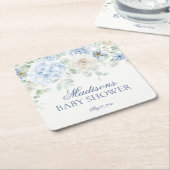Blue Floral Baby in Bloom Hydrangea Babydusche Rechteckiger Pappuntersetzer (angewinkelt)