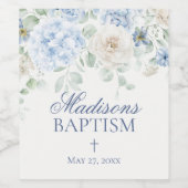 Blue Floral Baby in Bloom Hydrangea Babydusche Weinetikett (Einzelnes Label)