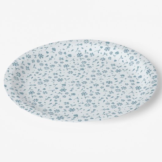 Blue Floral Baby in Bloom Young Dusche Pappteller (Schrägansicht)