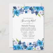 Blue Floral Baby oder Brautparty per Mail Einladung (Vorderseite)